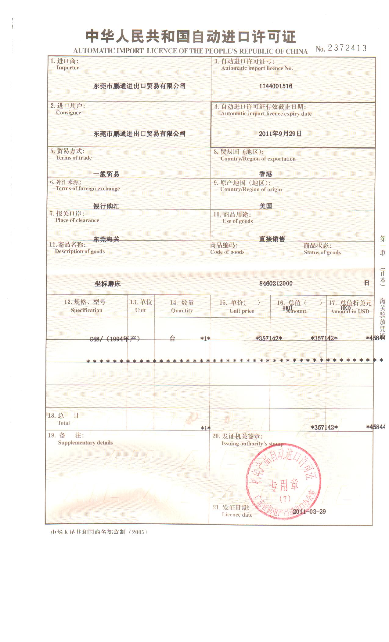 機電證辦理程序,自動進口許可證,機電產(chǎn)品進口
